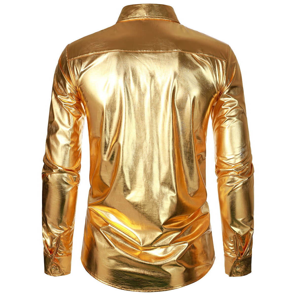 Youthup Mens Shiny Glossy Waterproof Long Sleeve Shirt