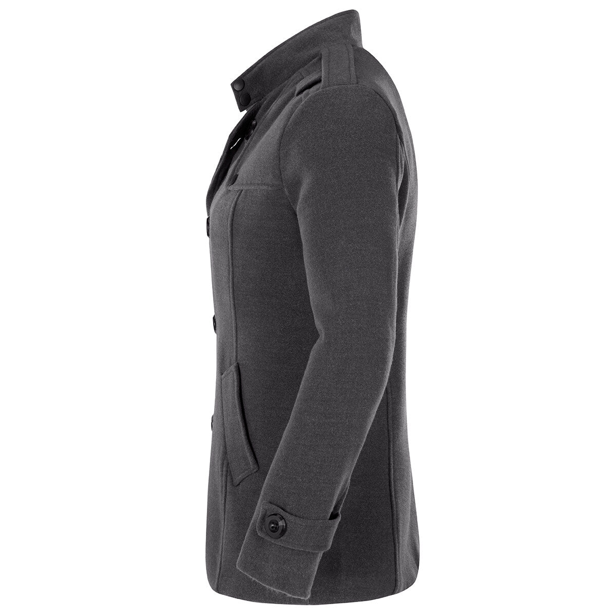 Youthup Mens Woolen Coat Double Breasted Slim Fit Thermal Coat