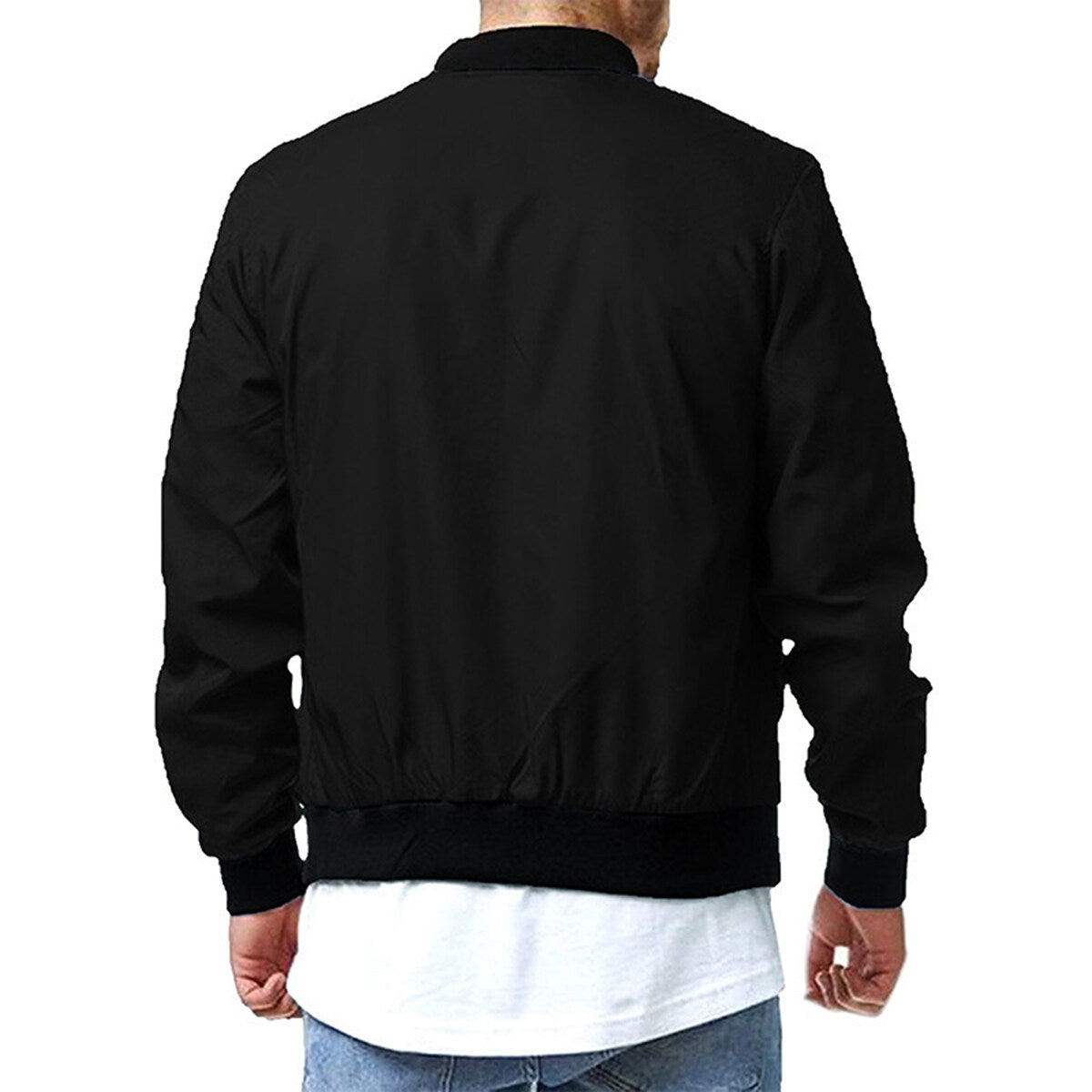 YOUTHUP Mens Bomber Jacket Classic Casual Solid Color Stand Collar Jacket