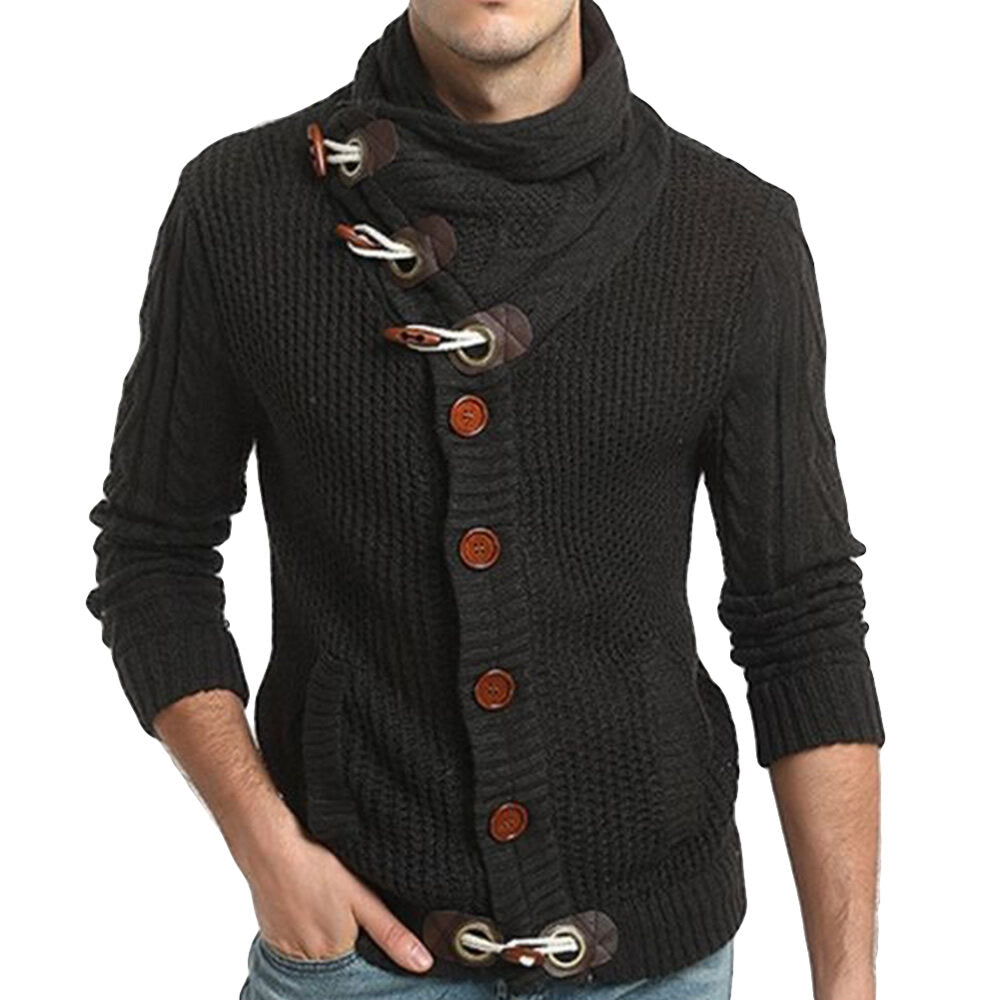 Youthup Mens Knitted Jacket Turtleneck Cardigan Sweaters