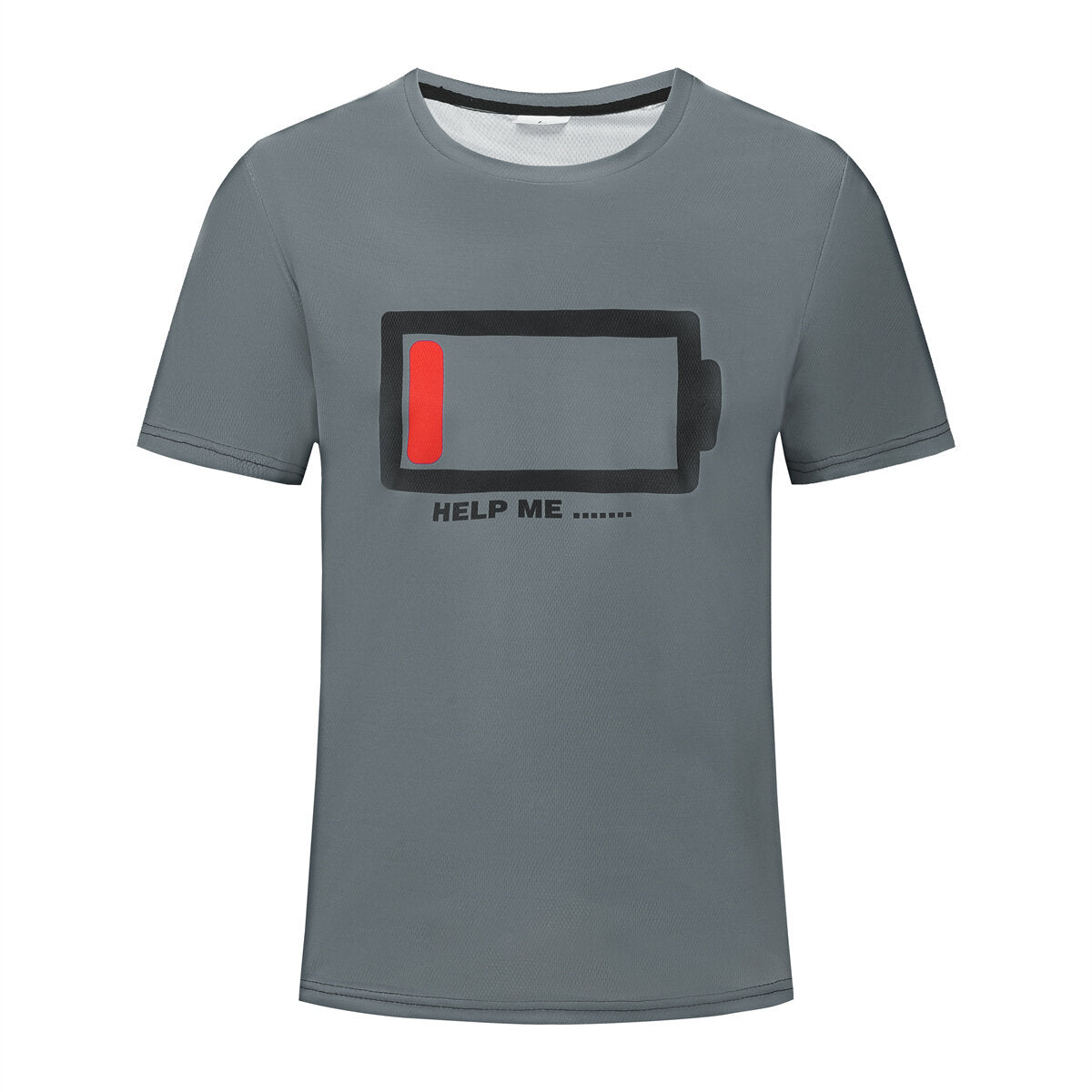 Youthup Mens T-Shirts HELP ME Funny Low Battery Humor Tee