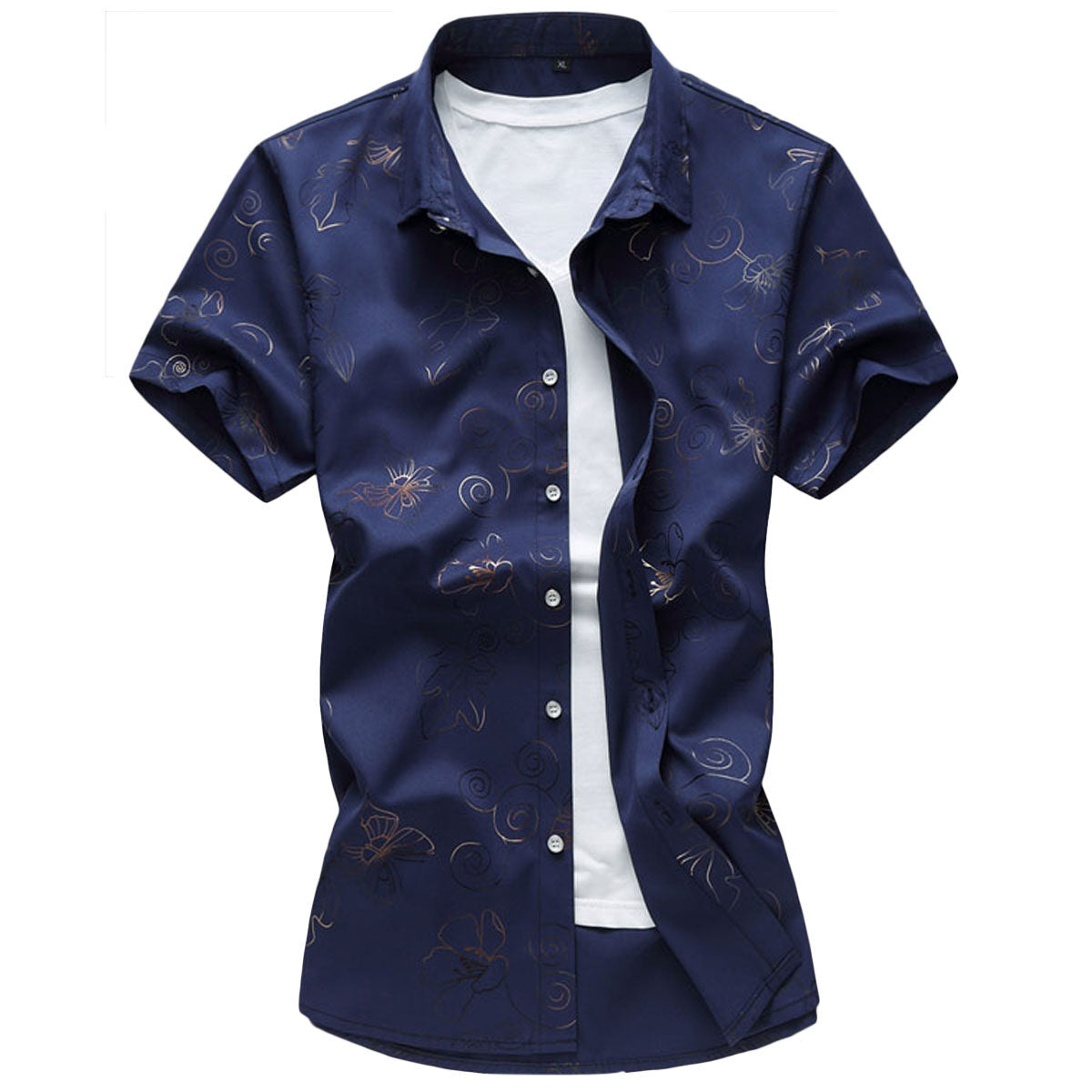 Youthup Mens Butterfly Print Button Down Shirt Plus Size