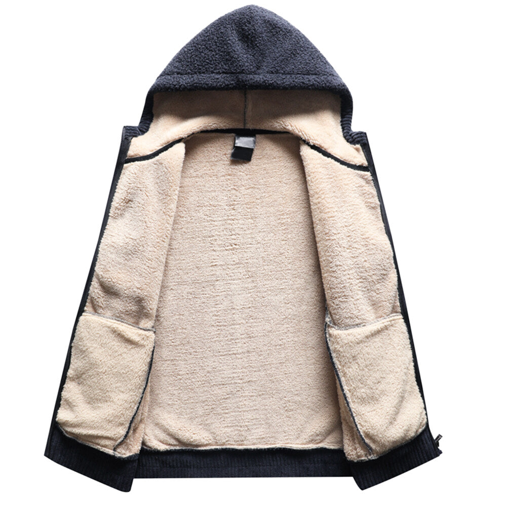Youthup Mens Loose Fit Hooded Fleece Lined Thicken Cotton Padded Jacket