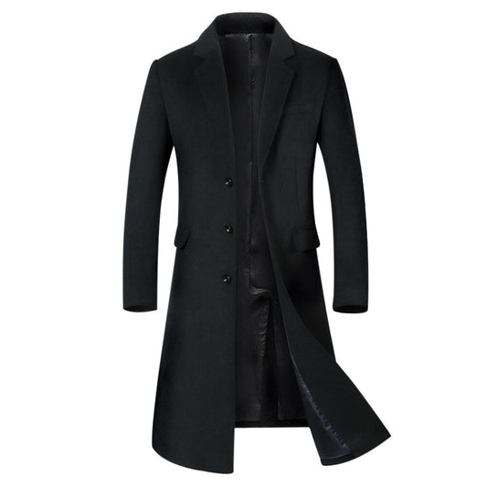 Youthup Mens Notch Lapels Cotton Blend Wool Long Slim Fit Coat