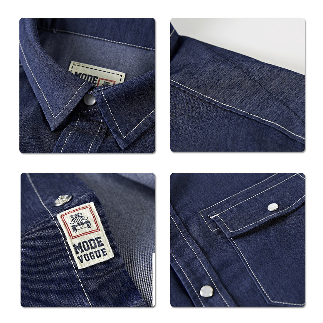 Youthup Mens Slim Fit Cotton Denim Shirt