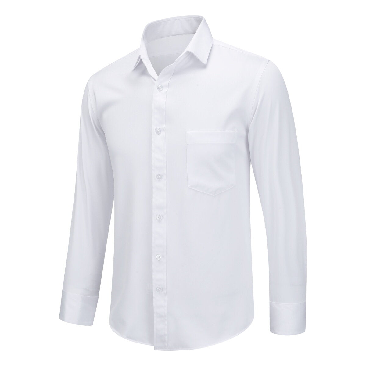YOUTHUP Mens Business Casual Shirt Solid Color Polyester Long Sleeve Formal Dress