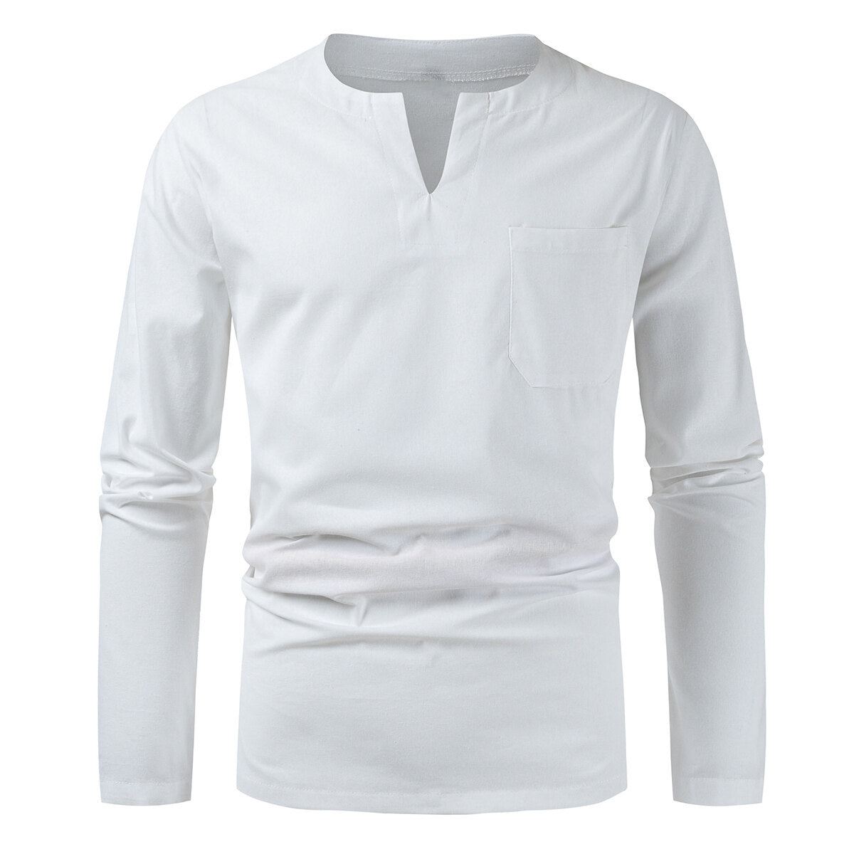 Youthup Mens Collarless Long Sleeve Shirt