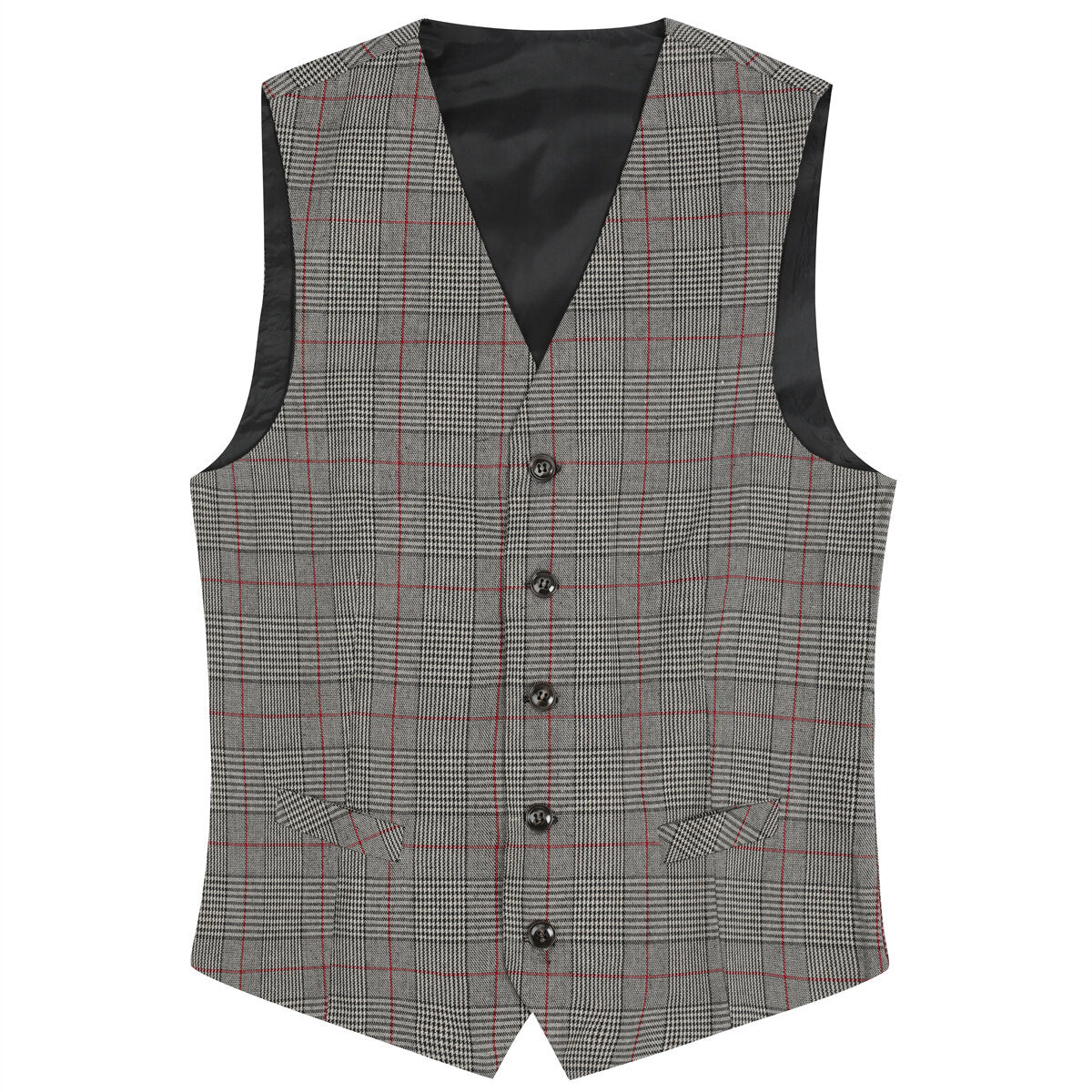 Youthup Mens Plaid Suit Vest Business Slim Fit Formal Dress Waistcoat