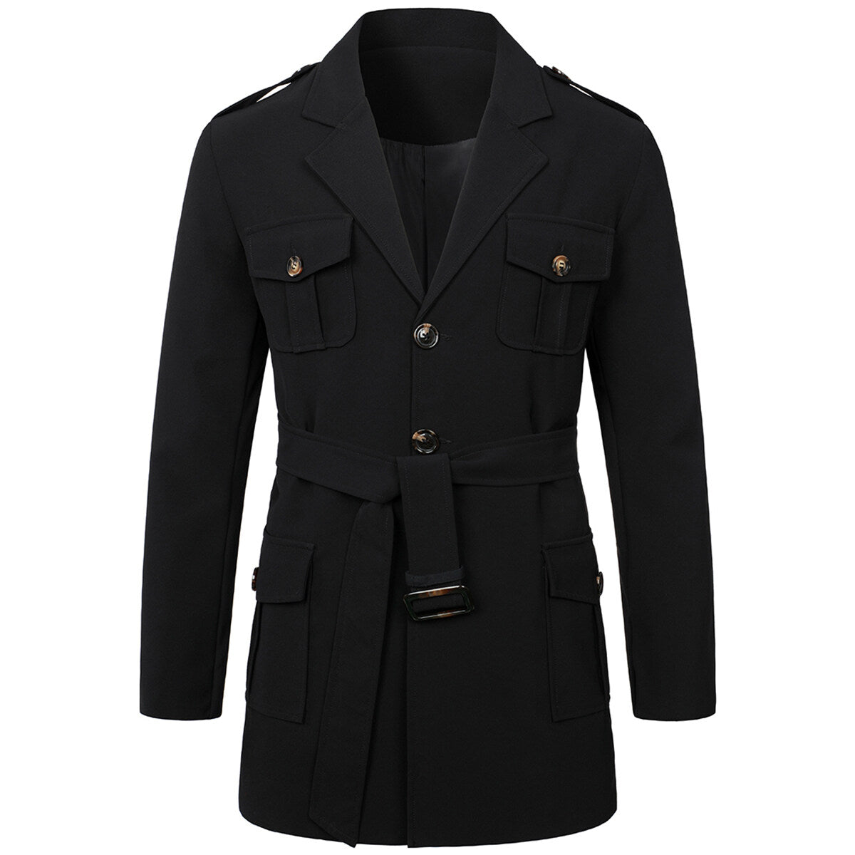 Youthup Mens Multi-Pocket Slim Fit Trench Coat