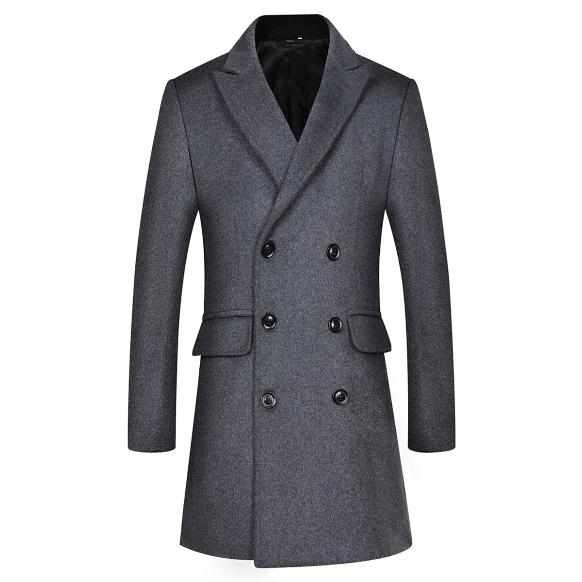 Youthup Mens Classic Trench Coat Double Breasted Wool Overcoat