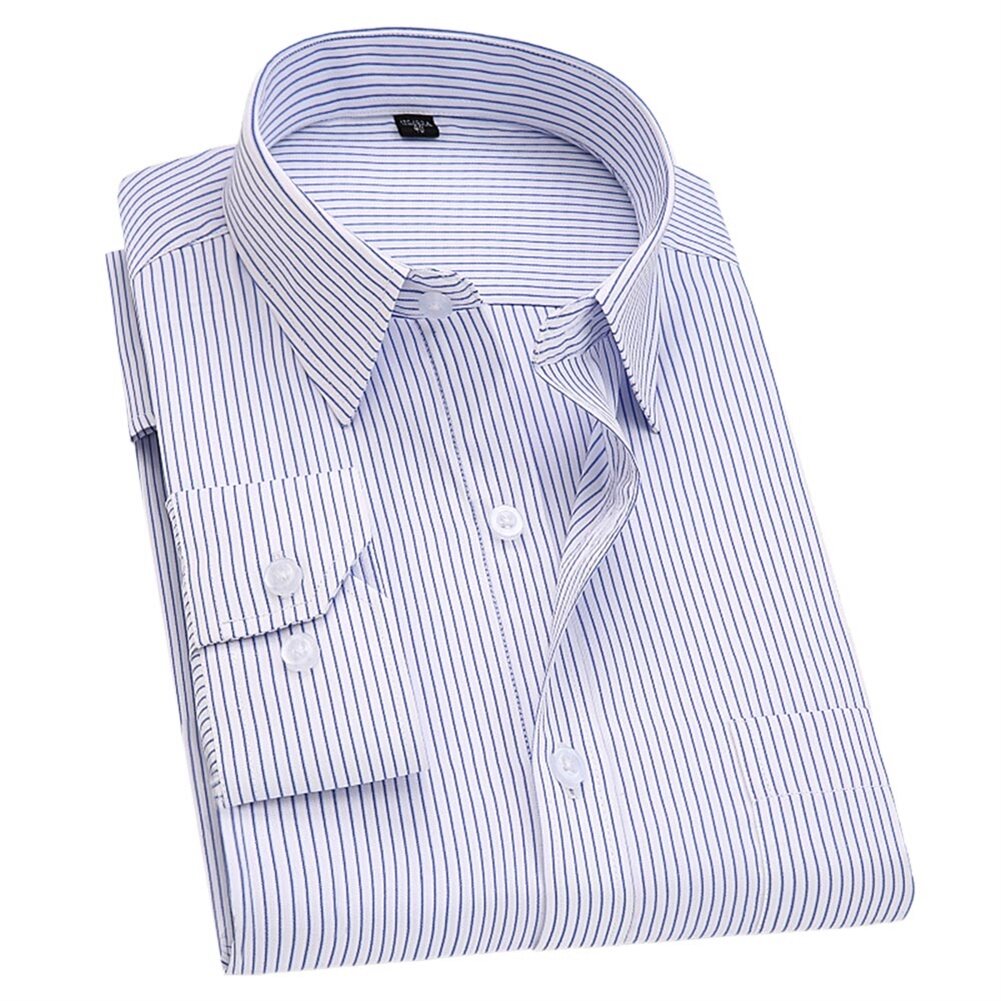 Youthup Mens Slim Business Shirt Striped Suit Shirt