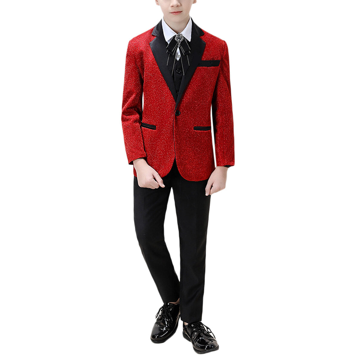 YOUTHUP Boys Suits 3Pcs Set Highlight Jacket Wedding Party Evening Dress