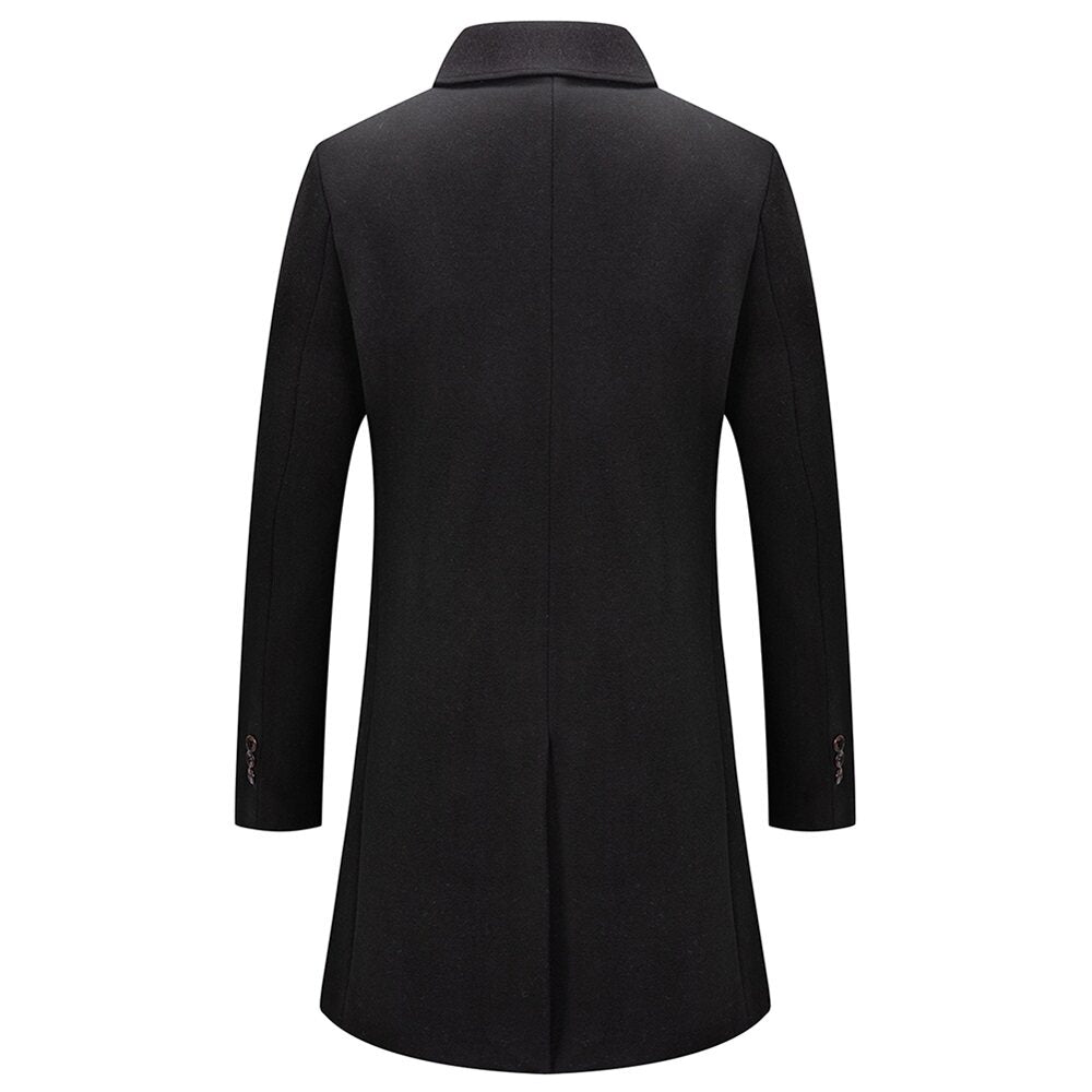 Youthup Mens Winter Single Breasted Wool Blend Mid-length Coat