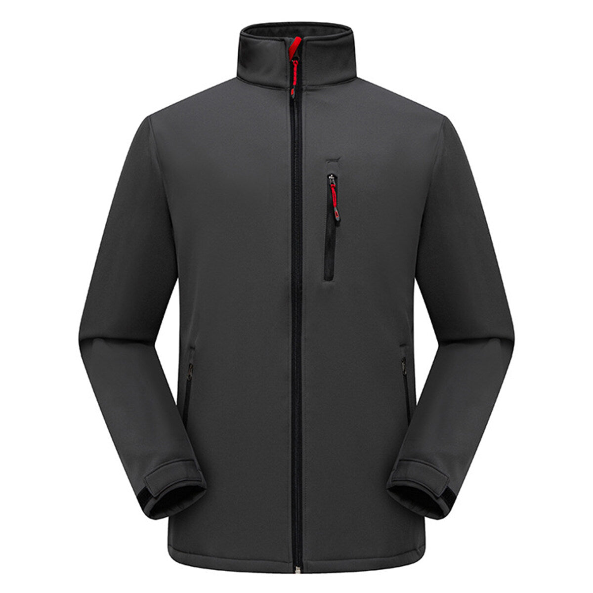 YOUTHUP Mens Outdoor Waterproof Jacket Fleece Warm Solid Color Stand Collar Jacket