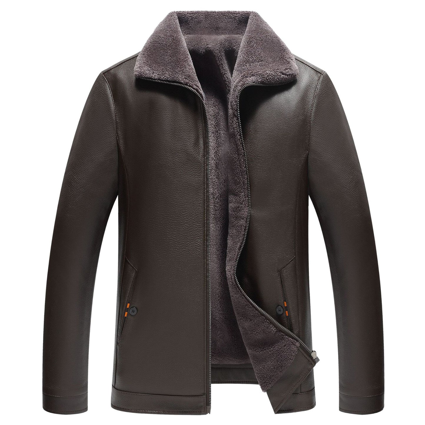 Youthup Mens Fleece Lined Leather Jacket