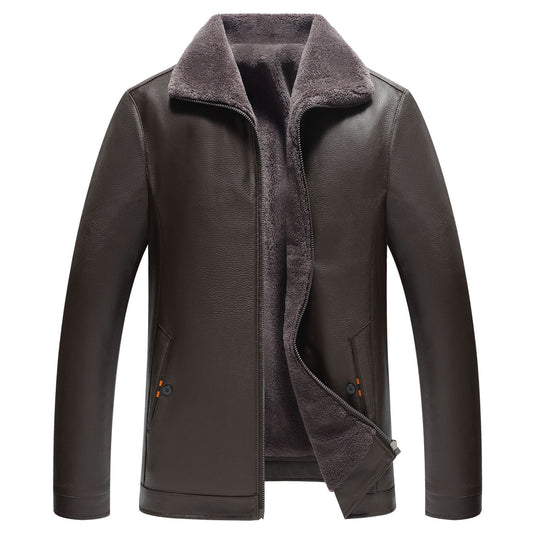 Youthup Mens Fleece Lined Leather Jacket
