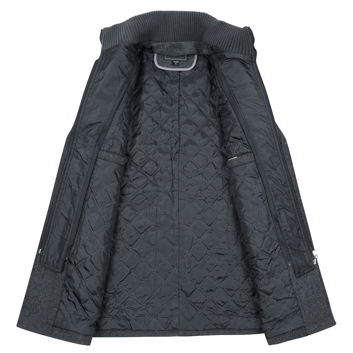 YOUTHUP Mens Winter Mid Length Thick Wool Trench Coats Regular Fit Padded Military