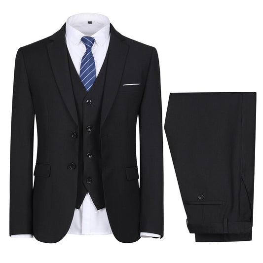 YOUTHUP Mens Classic 3 Piece 2 Button Solid Color Slim Business Suit Set