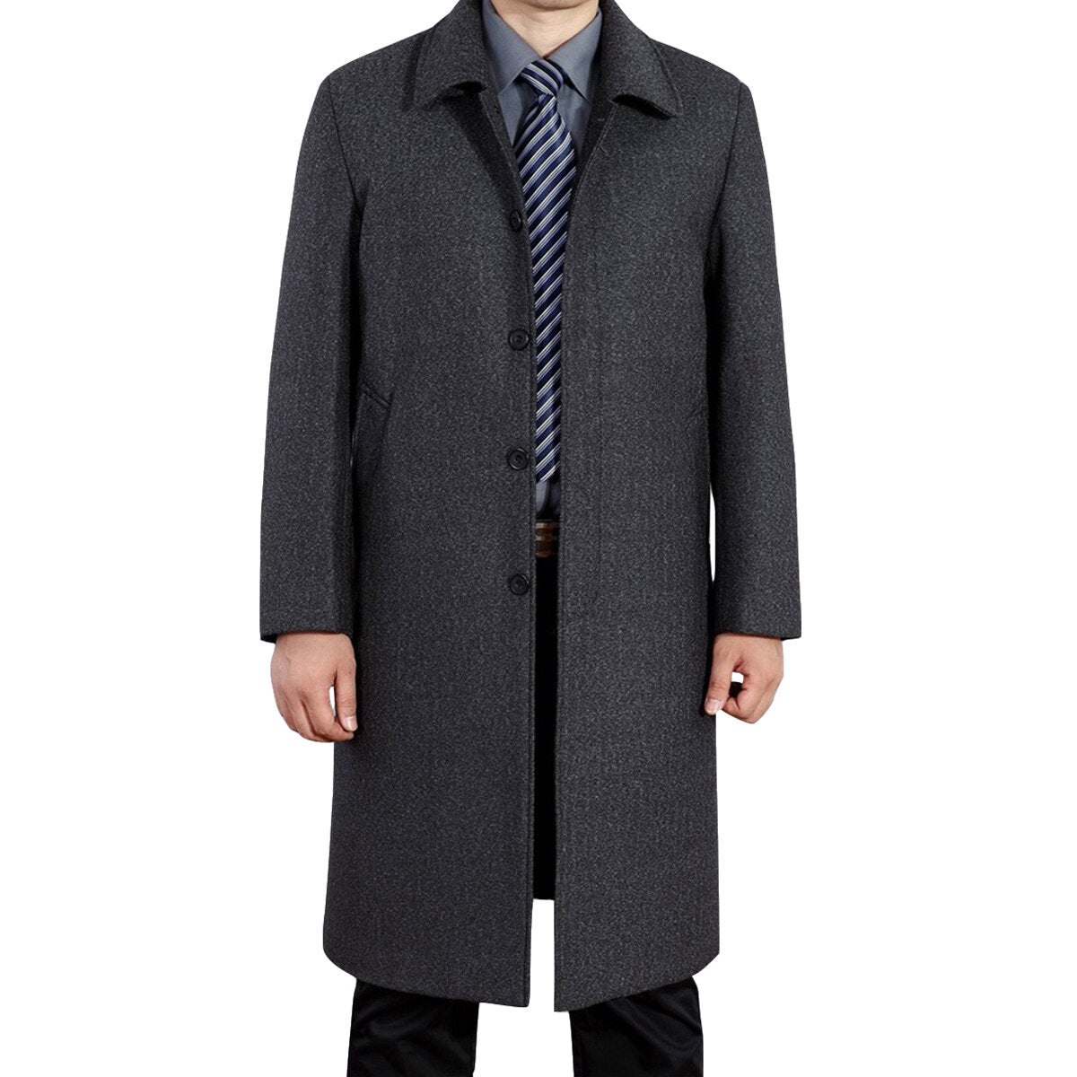 Youthup Mens Wool Blend Mid Length Coat