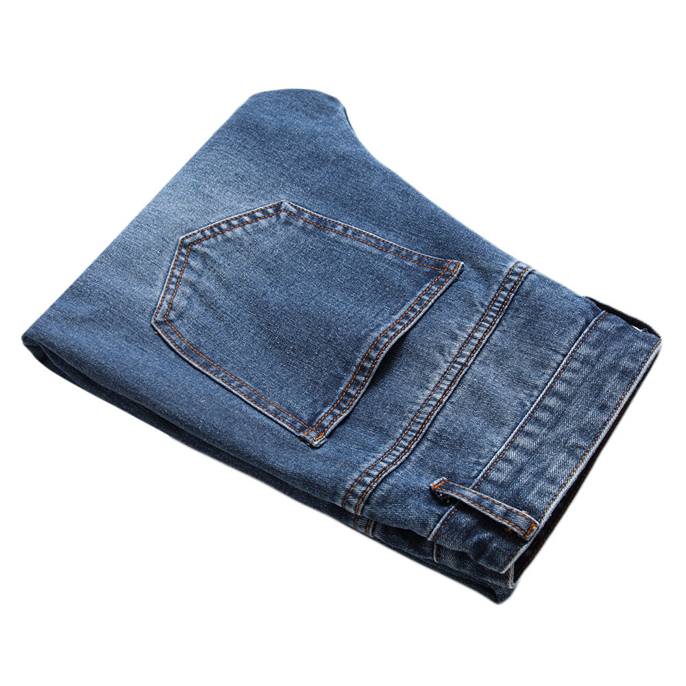 YOUTHUP Mens Straight Fit Ripped Denim Anti-Wrinkle Casual Jeans All Waist