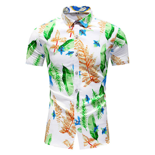 Youthup Mens Plant Print Hawaiian Shirt