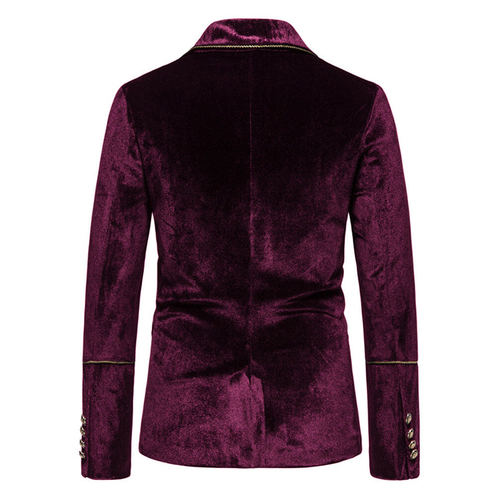 Youthup Mens Velvet Two-Piece Wedding Evening Dress Blazer And Pant