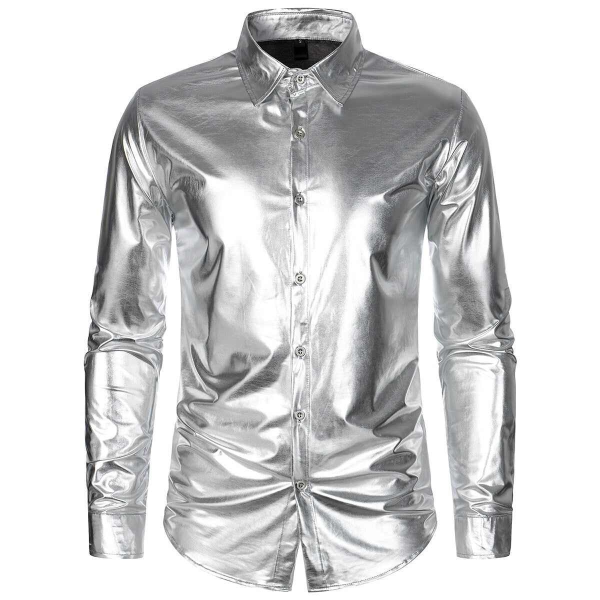 Youthup Mens Shiny Glossy Waterproof Long Sleeve Shirt