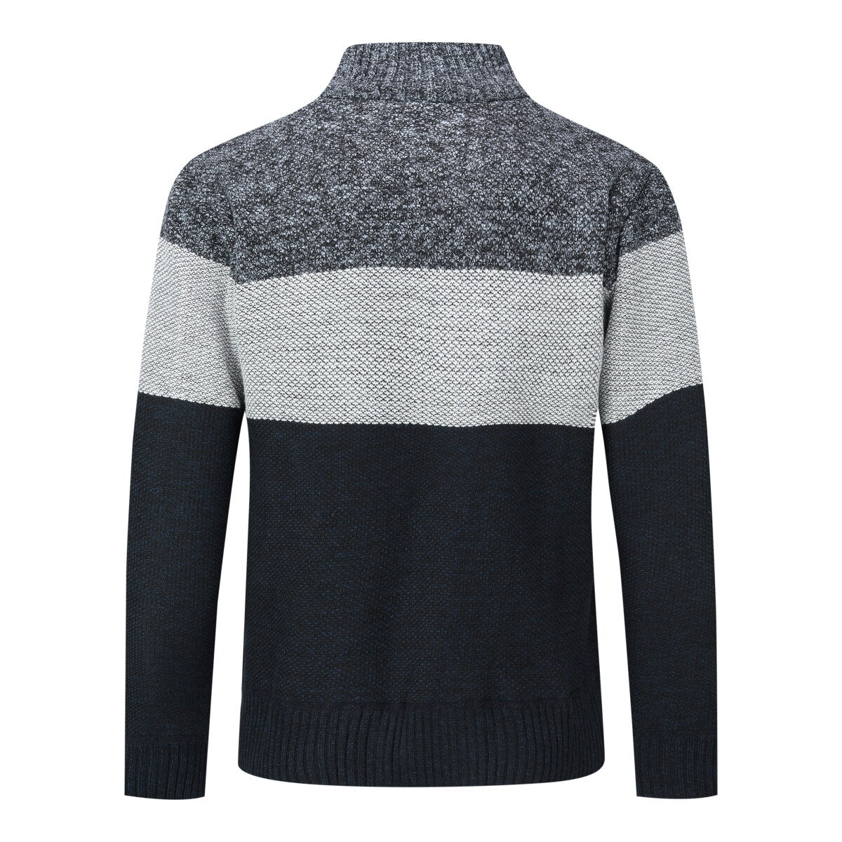 Youthup Mens Stand Collar Sweater Color Block Knit Cardigan