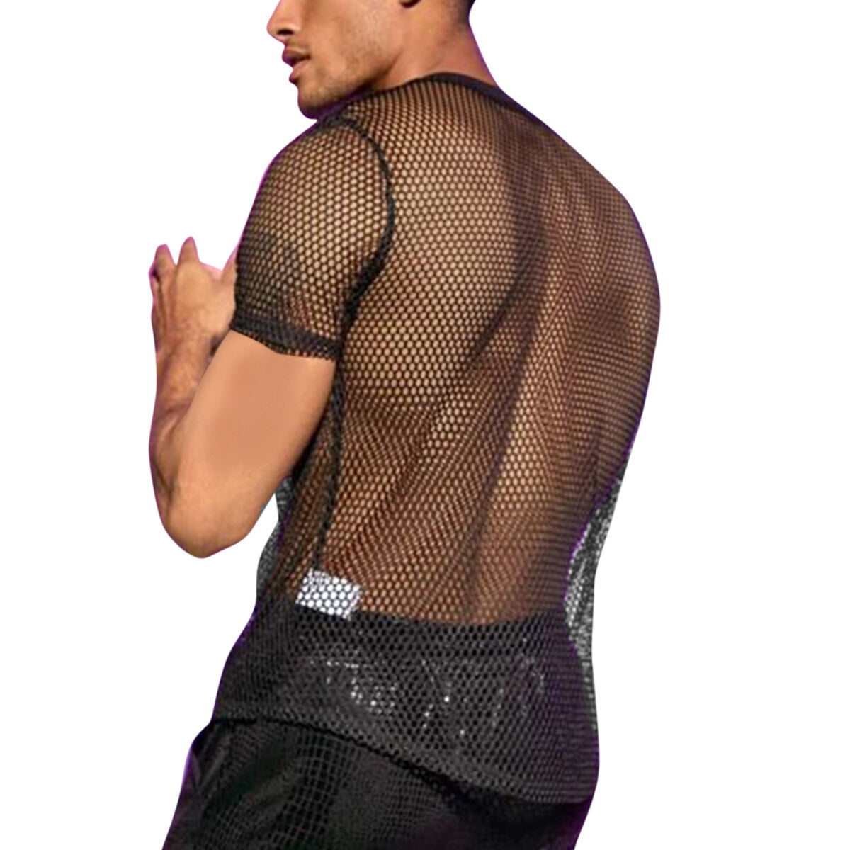 Youthup Mens Mesh Fishnet Fitted Hollow Out Muscle Top