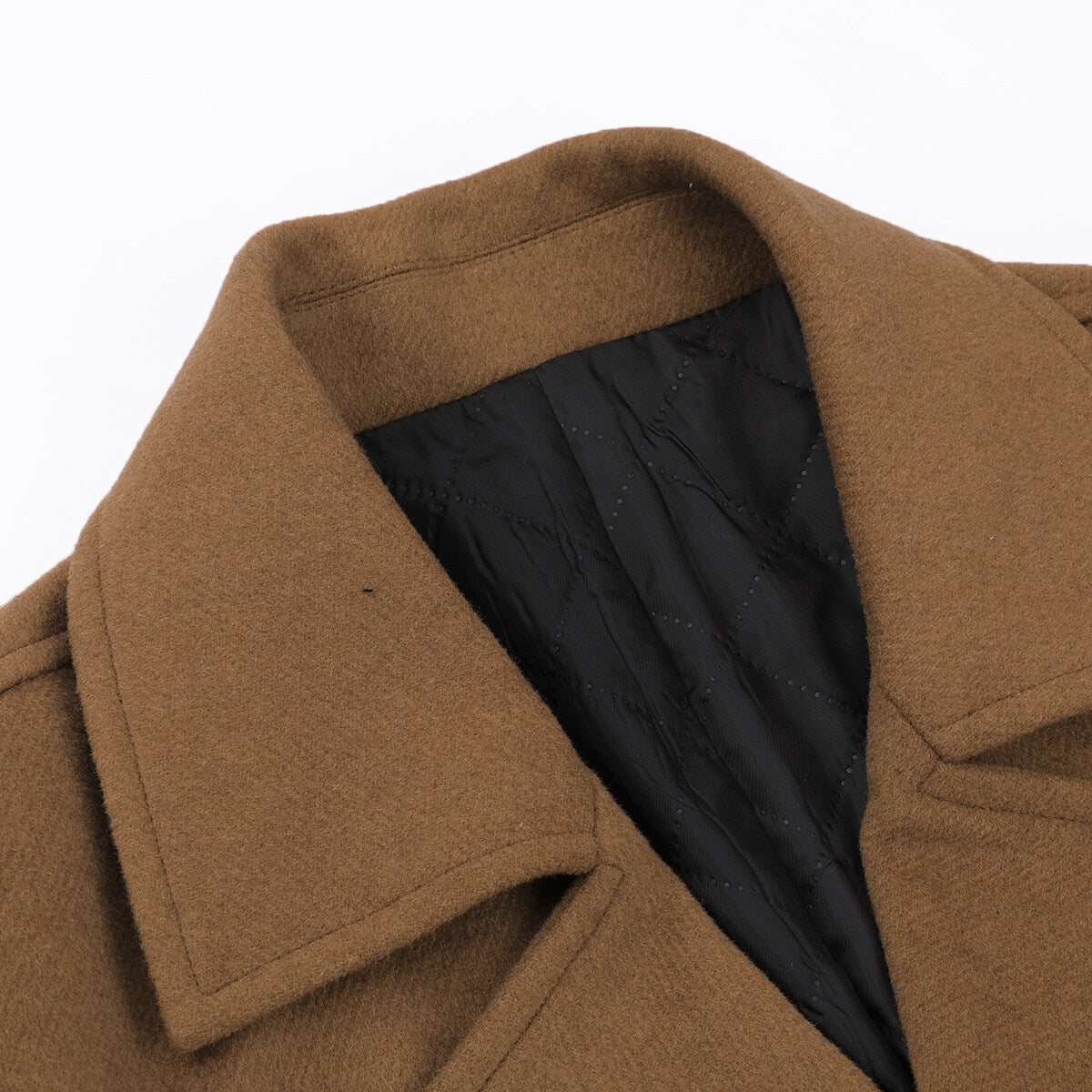 YOUTHUP Mens Double Breasted Wool Coat Solid Color Casual Lapel Jacket