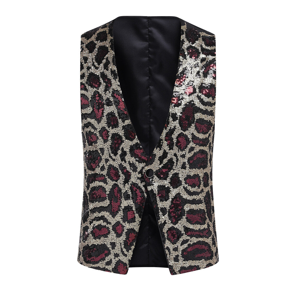 Youthup Mens Shiny Leopard Sequin Party Show Vest