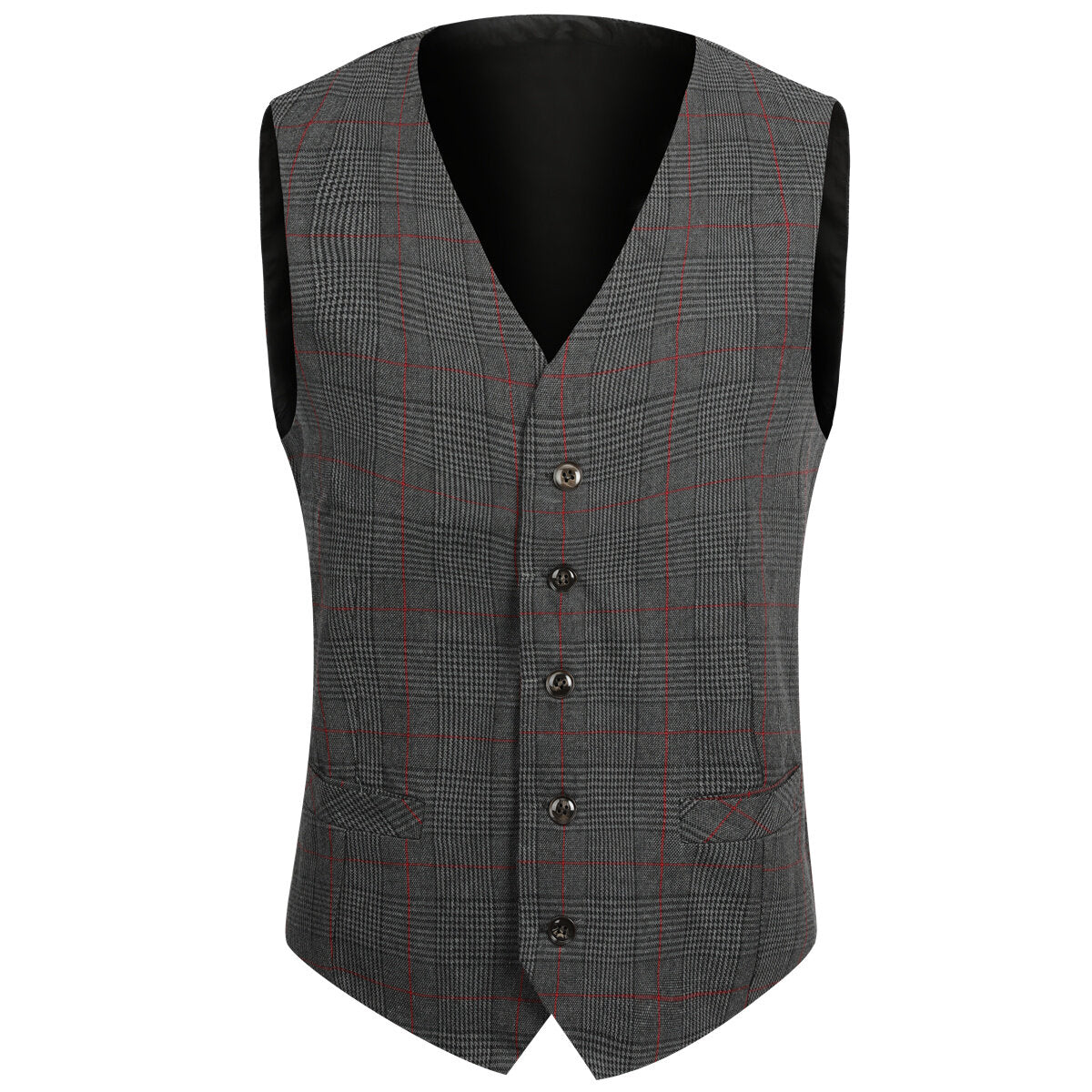 Youthup Mens Plaid Suit Vest Business Slim Fit Formal Dress Waistcoat