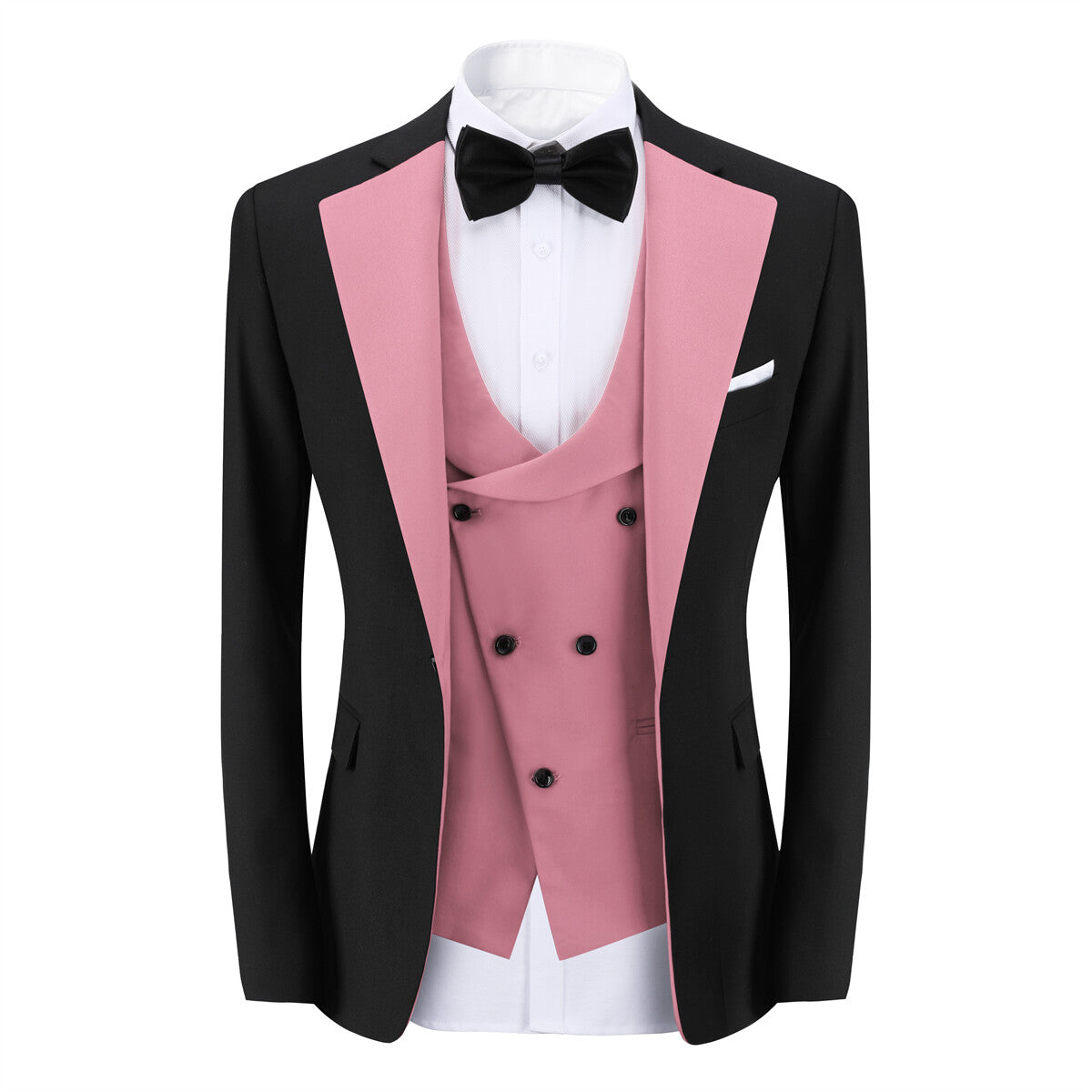 Youthup Mens 3Pce ColorBlock Dress Suits Wedding Blazer and Vest and Pants