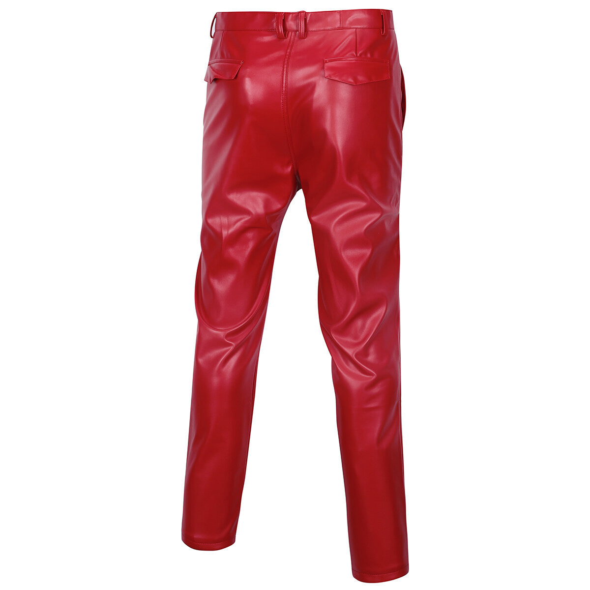 Youthup Mens Fleece-Lined Straight-Leg Leather Pants