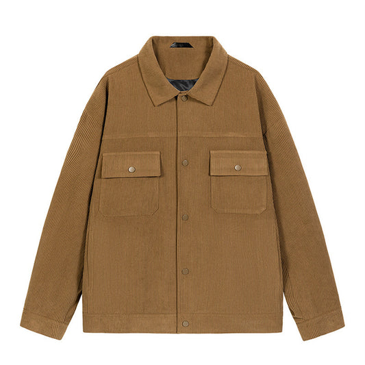 Youthup Mens Lapel Corduroy Velvet Casual Jacket