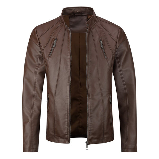 Youthup Mens Casual Soft Bomber Faux Leather Jacket