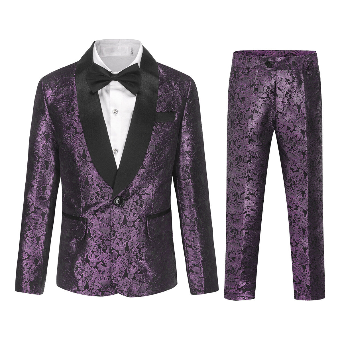 Youthup Boys Teen Suit 2Pcs Embroidery Printing Dress Formal Wedding Blazer and Pants