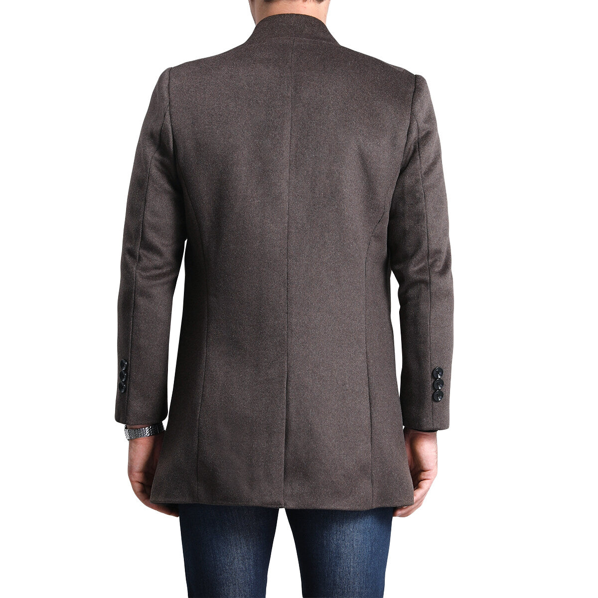 Youthup Mens Single Breasted Wool Slim Fit Pea Coat