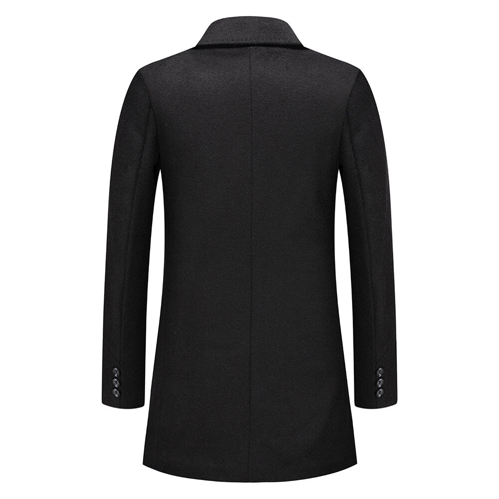 Youthup Mens Long Padded Slim Fit Wool Coat