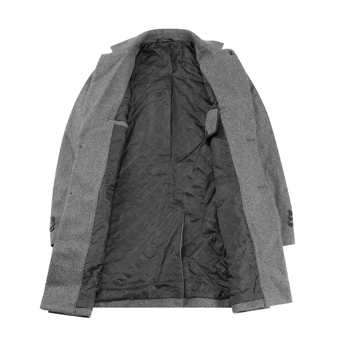 Youthup Mens Wool Blend Mid-Length Coat Winter Business Trench Topcoat