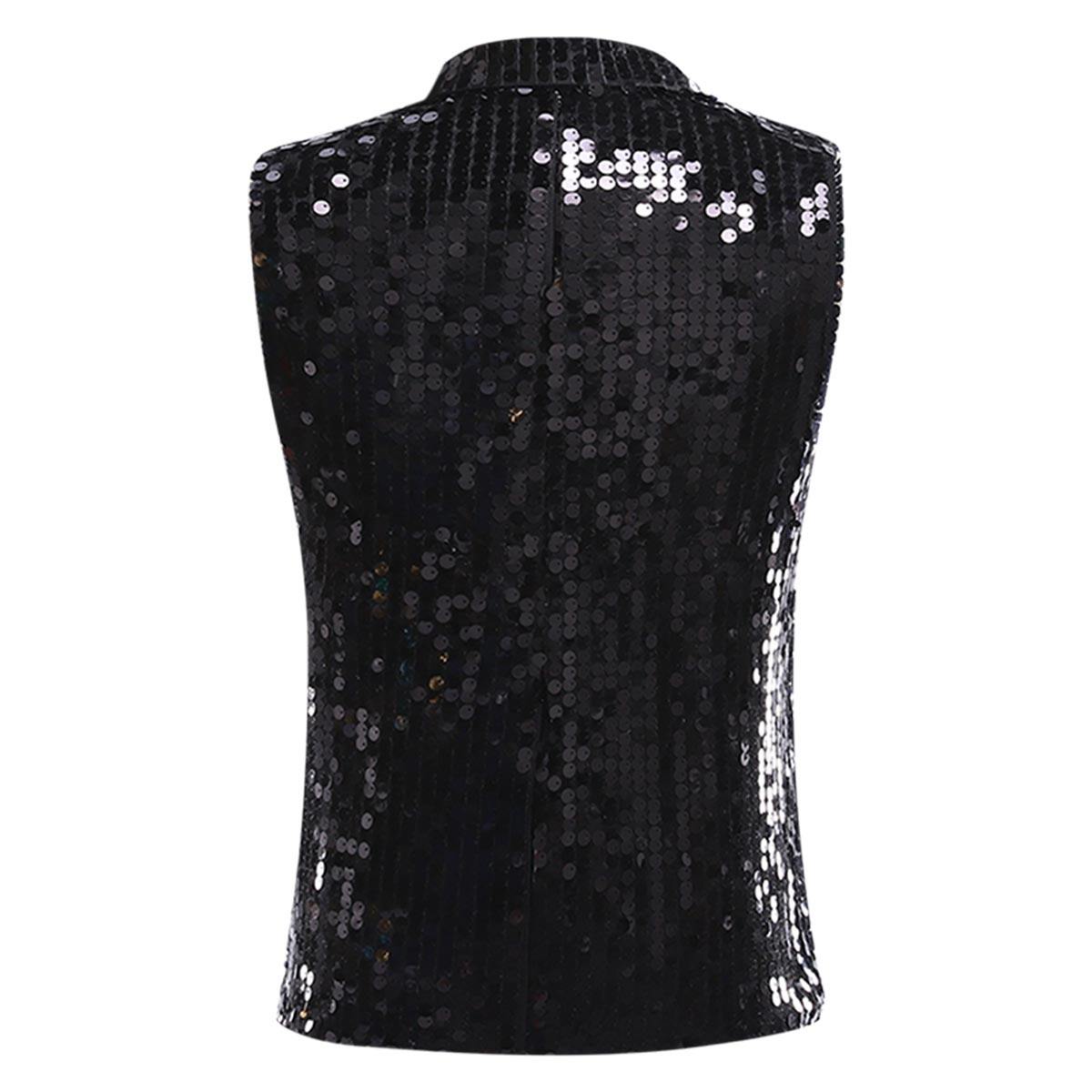 Youthup Mens Party Sequin Glitter Vest