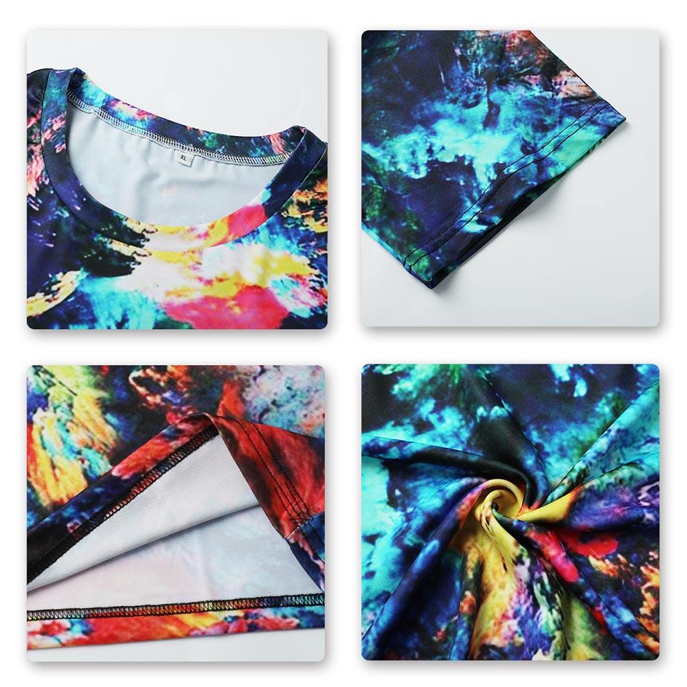 Youthup Mens Multicolor Oil Painting Short Sleeve Shirt