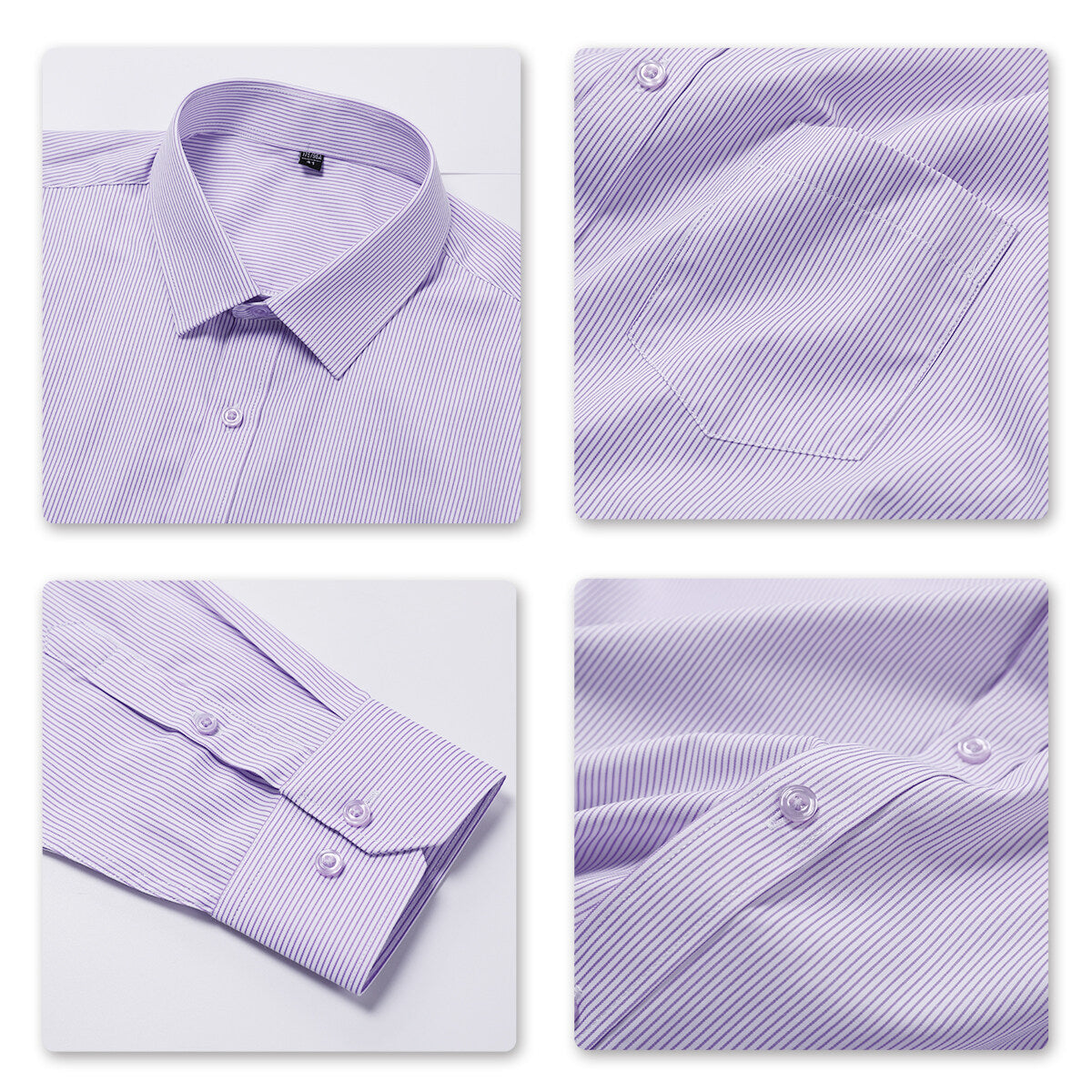 Youthup Mens Slim Business Shirt Striped Suit Shirt