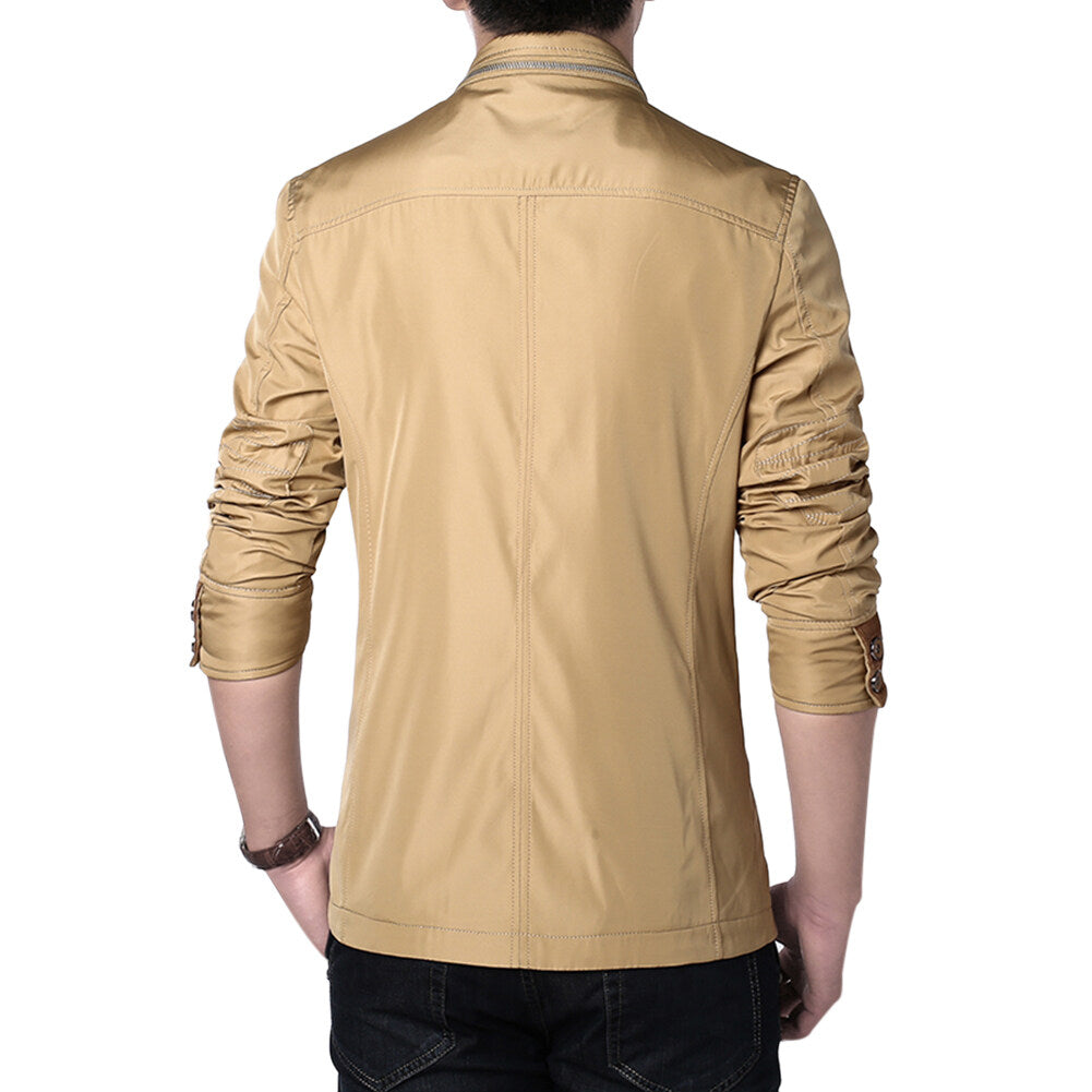 Youthup Mens Slim Fit Button Zip Waterproof Bomber Jacket