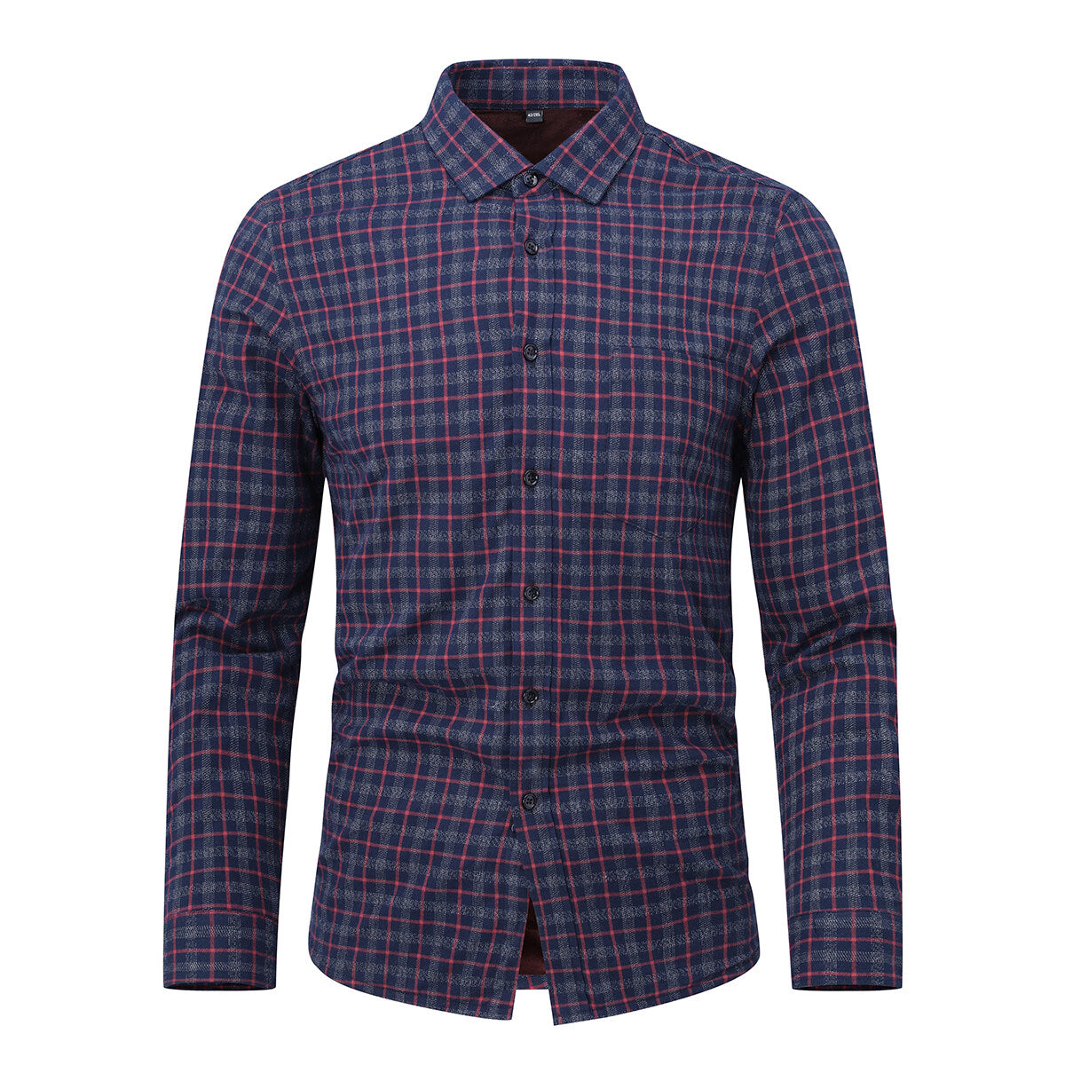 Youthup Mens Plus Fleece Pocket Casual Long Sleeves Color Block Shirt