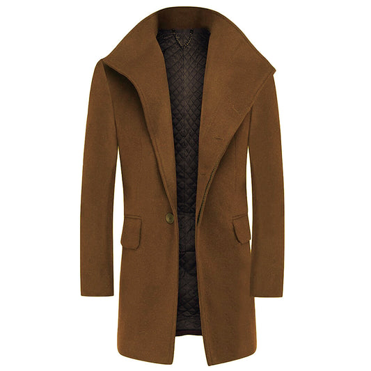 YOUTHUP Mens Casual Slim Fit Large Lapel Thick Wool Coat