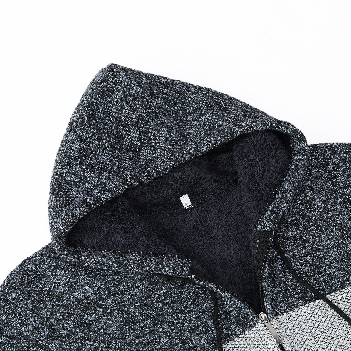 Youthup Mens Hooded Cardigan Fleece-lined Knitted Pullover Sweater