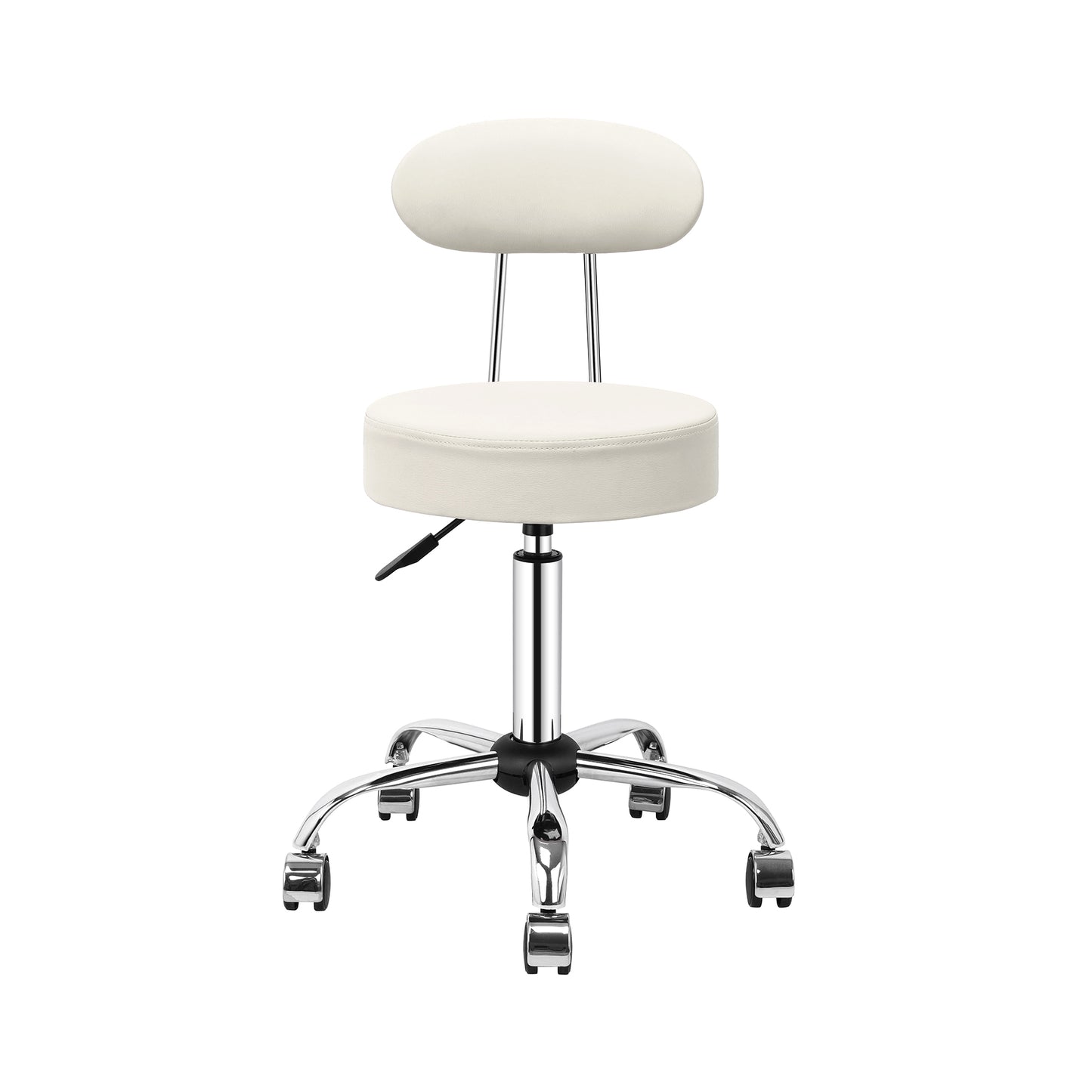 Tabouret de Bar Rond à roulettes Pivotant 360° de Massage  EN HAUTEUR REGLABLE pour SPA ,Salon ,Salle ,Médicale Blanc