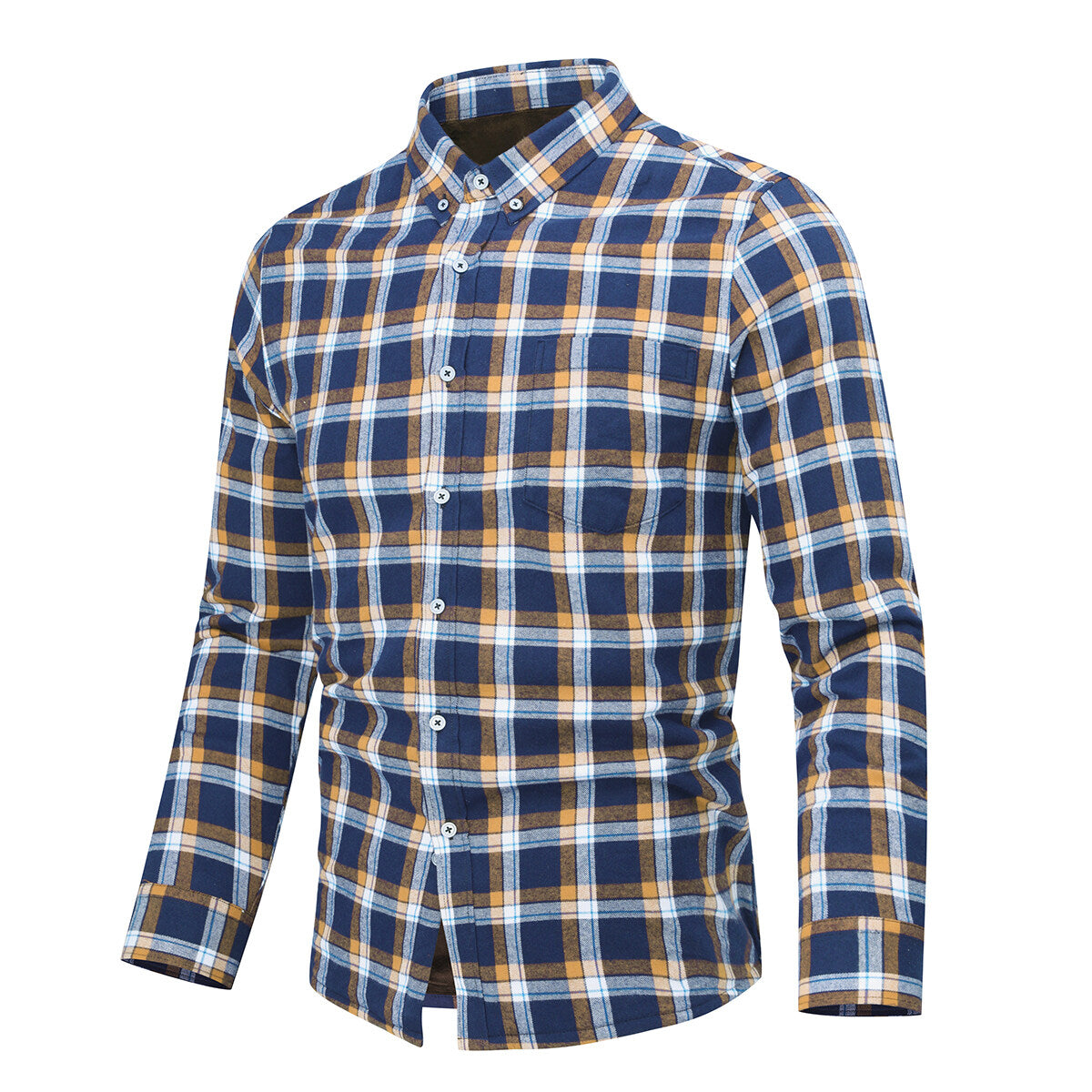 Youthup Mens Casual Striped Plush Colorblock Shirts