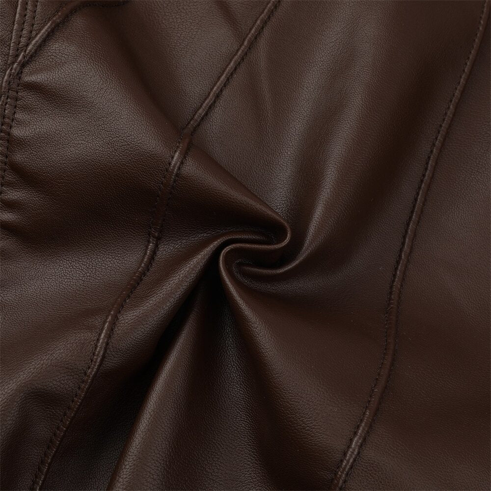 Youthup Mens Casual Soft Bomber Faux Leather Jacket